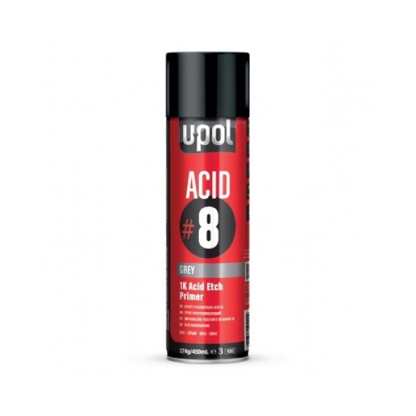 U-POL ACID#8 аэрозольный грунт протравливающий, серый, 450 мл