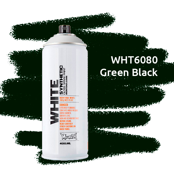 Montana WHITE краска для граффити баллон 400 мл, зелено-черная