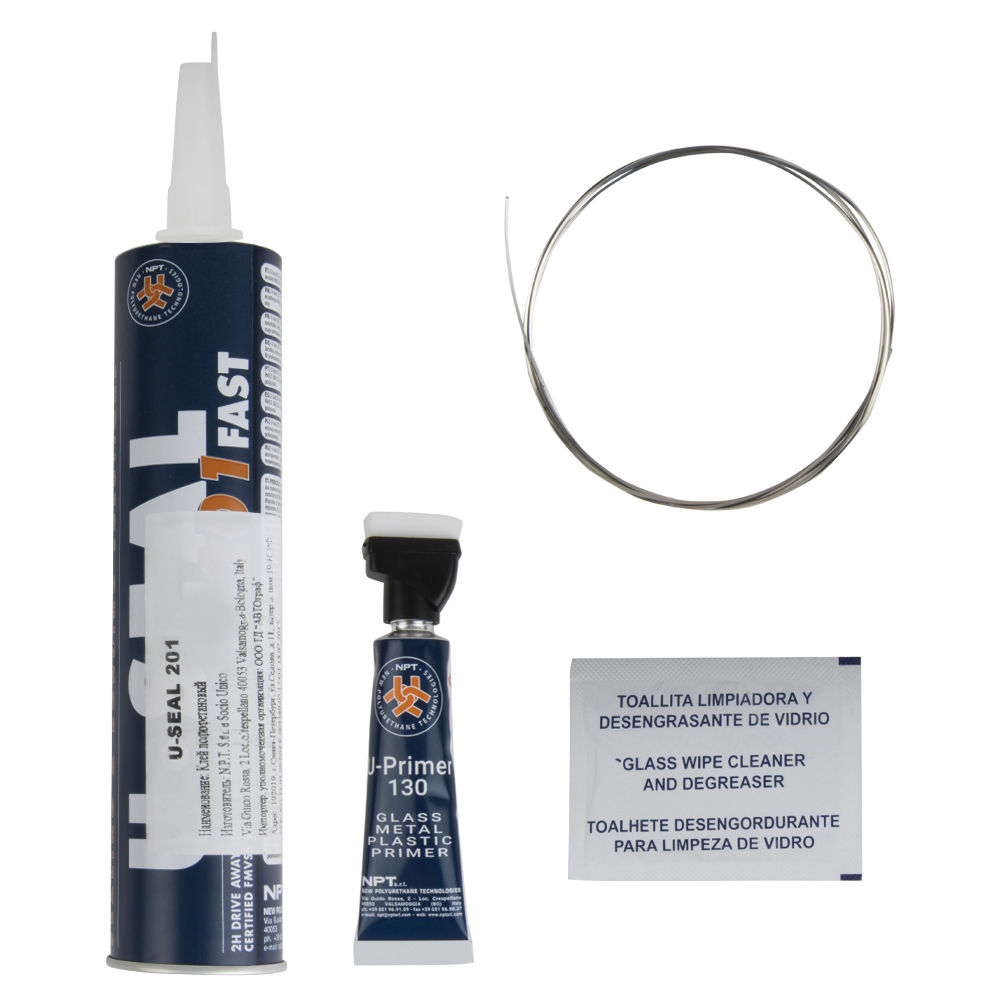U-Seal SET201 набор: клей для вклейки автостекл (2 часа), праймер, струна, салфетка