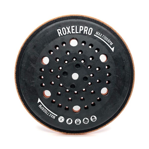 RoxelPro FUSION тарелка шлифовальная D-150 мм 97 отв. на липучке, 5/16"+М8, средней жёсткости
