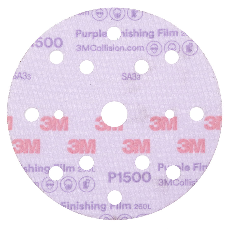 3М 51158 Hokit 260L Purple шлифовальный диск для полировки D-150 мм, 15 отв., P1200