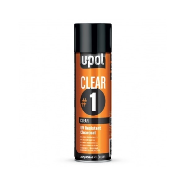 U-POL CLEAR#1 аэрозольный лак акриловый, глянцевый, 450 мл