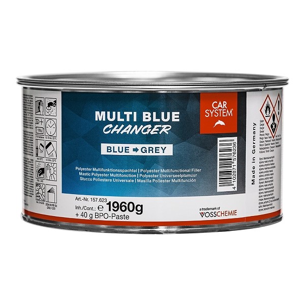 Carsystem Multi Blue Changer полиэфирная шпаклевка высокой плотности, меняющая цвет, голубая 2 кг
