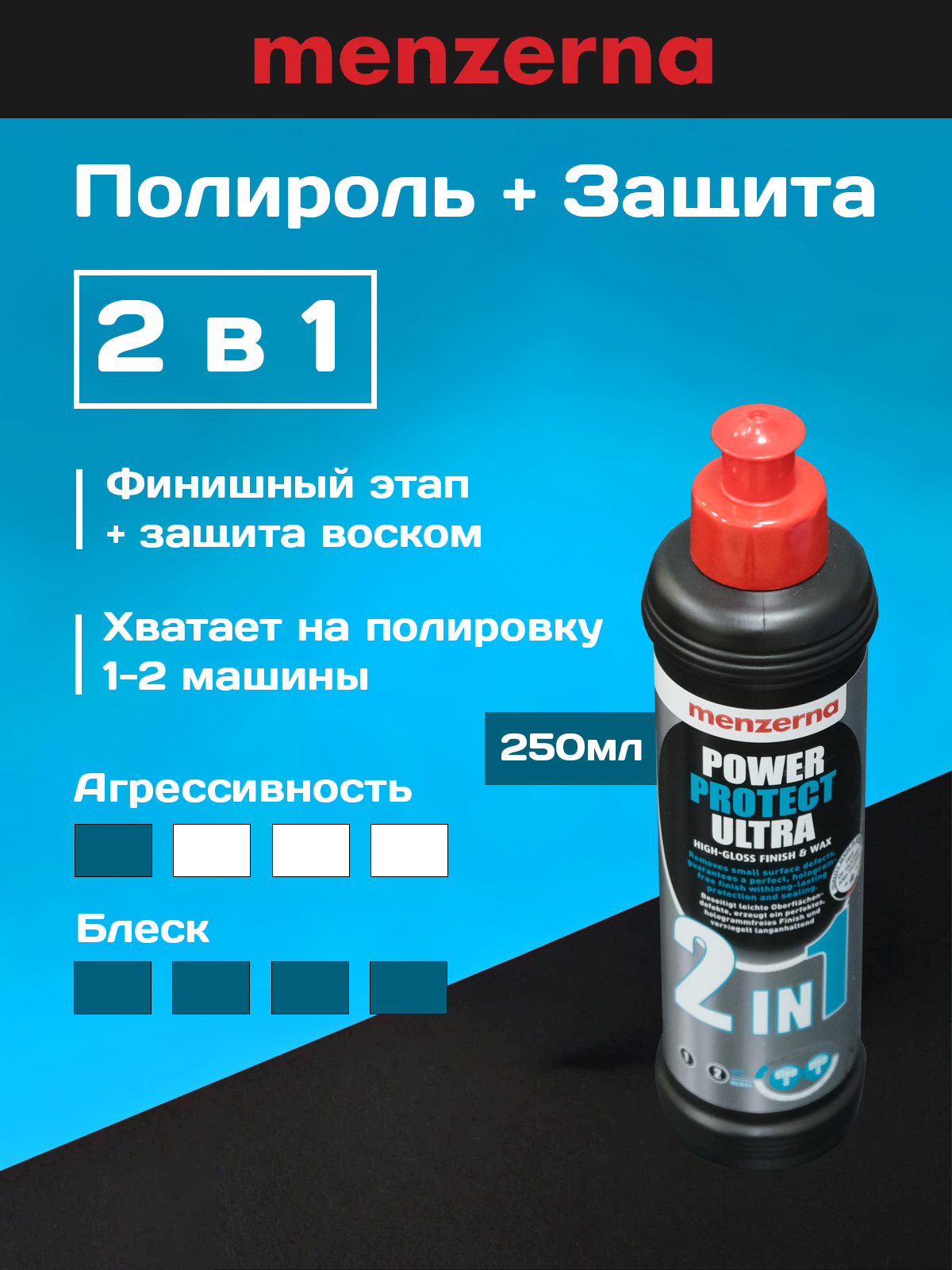 Menzerna Power Protect Ultra 2 in 1 финишная полировальная паста с воском карнаубы 250 мл