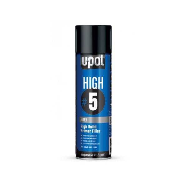 U-POL HIGH #5 аэрозольный грунт толстослойный, серый 450 мл