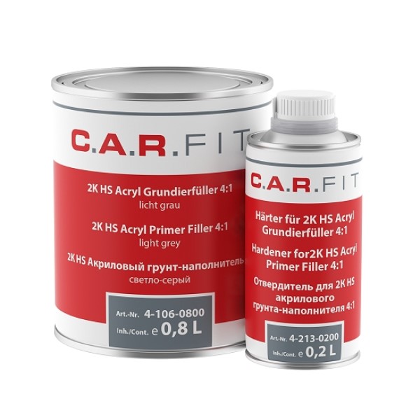 C.A.R. FIT грунт автомобильный HS (4:1) наполнитель, светло-серый, 0,8+0,2 л