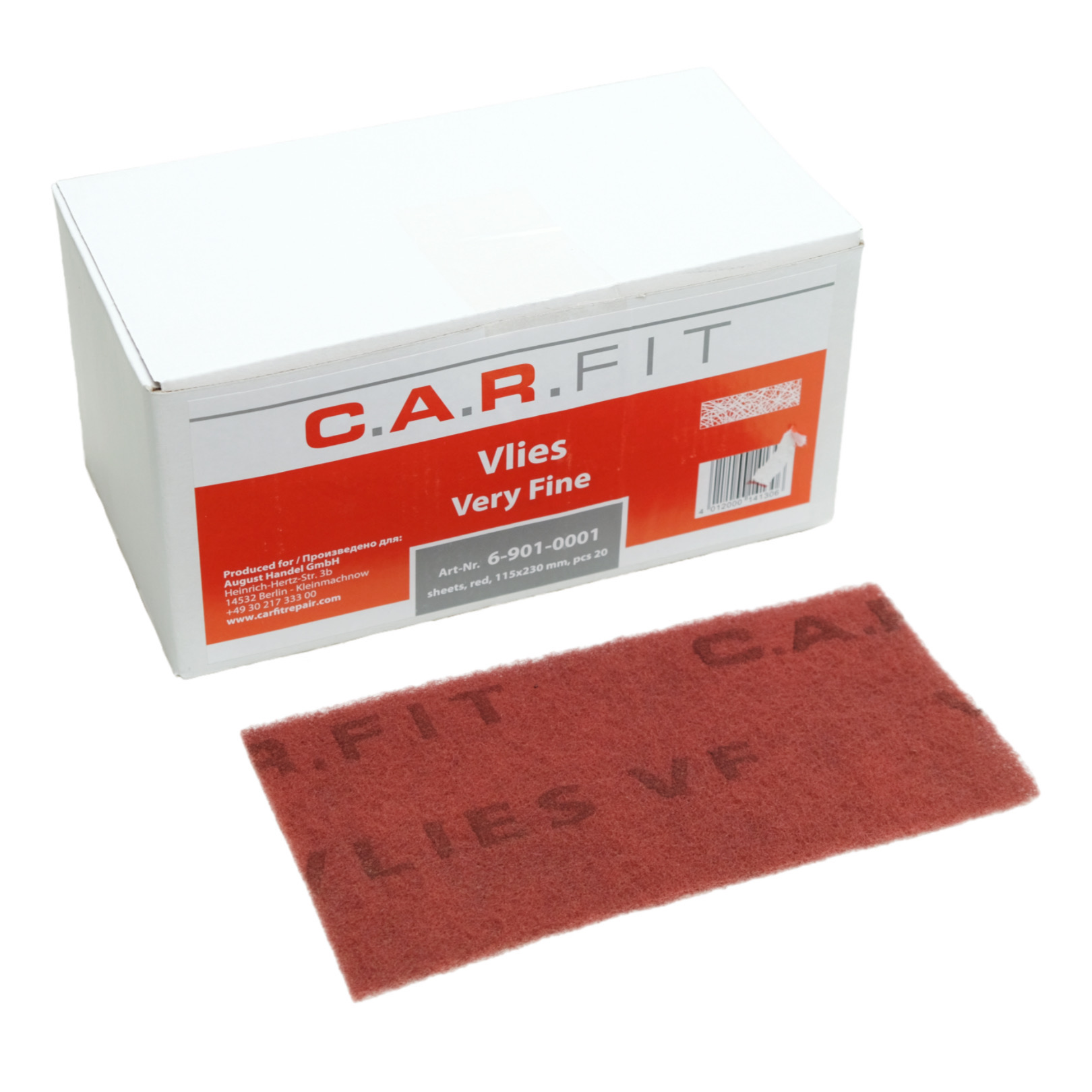 C.A.R. FIT шлифовальный войлок, лист 115 х 230 х 10 мм, красный P360 Very Fine, 20 шт