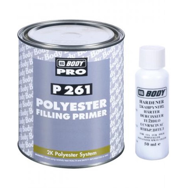 HB Body PRO P261 грунт автомобильный наполнитель 2К полиэфирный, толстослойный, 1,05 л