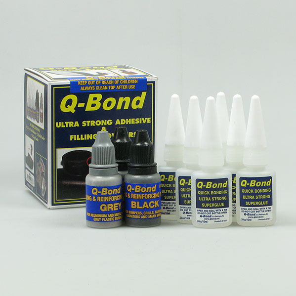 Q-Bond Profesional kit - супер клей цианакрилатный большой набор для склеивания пластика 9 флаконов