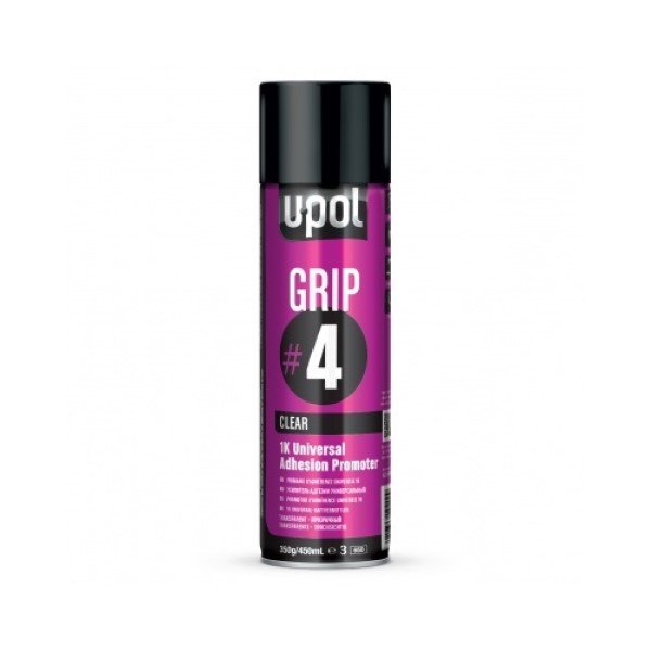 U-POL GRIP #4 аэрозольный грунт универсальный, бесцветный, 450 мл